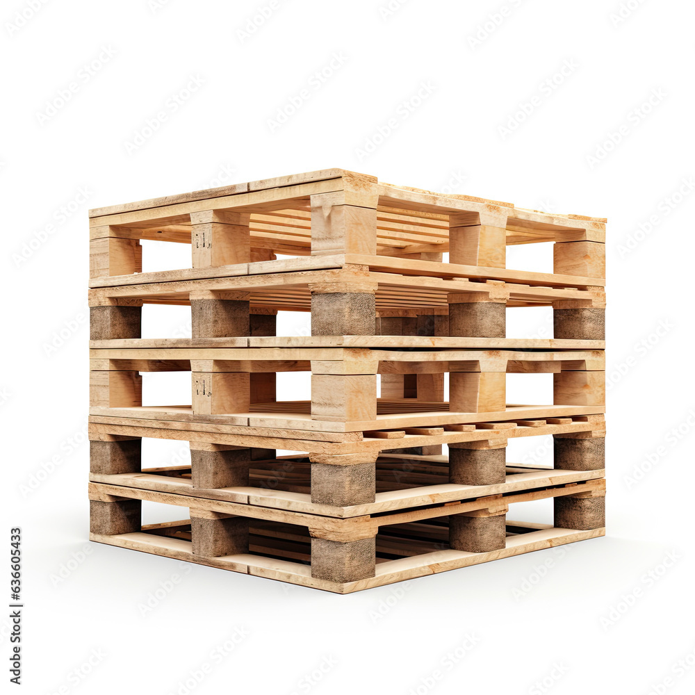 freight euro pallet stacked on white background freight euro pallet stacked on white background