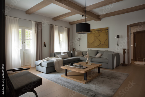Mediterranean style interior of living room in luxury house. © tynza