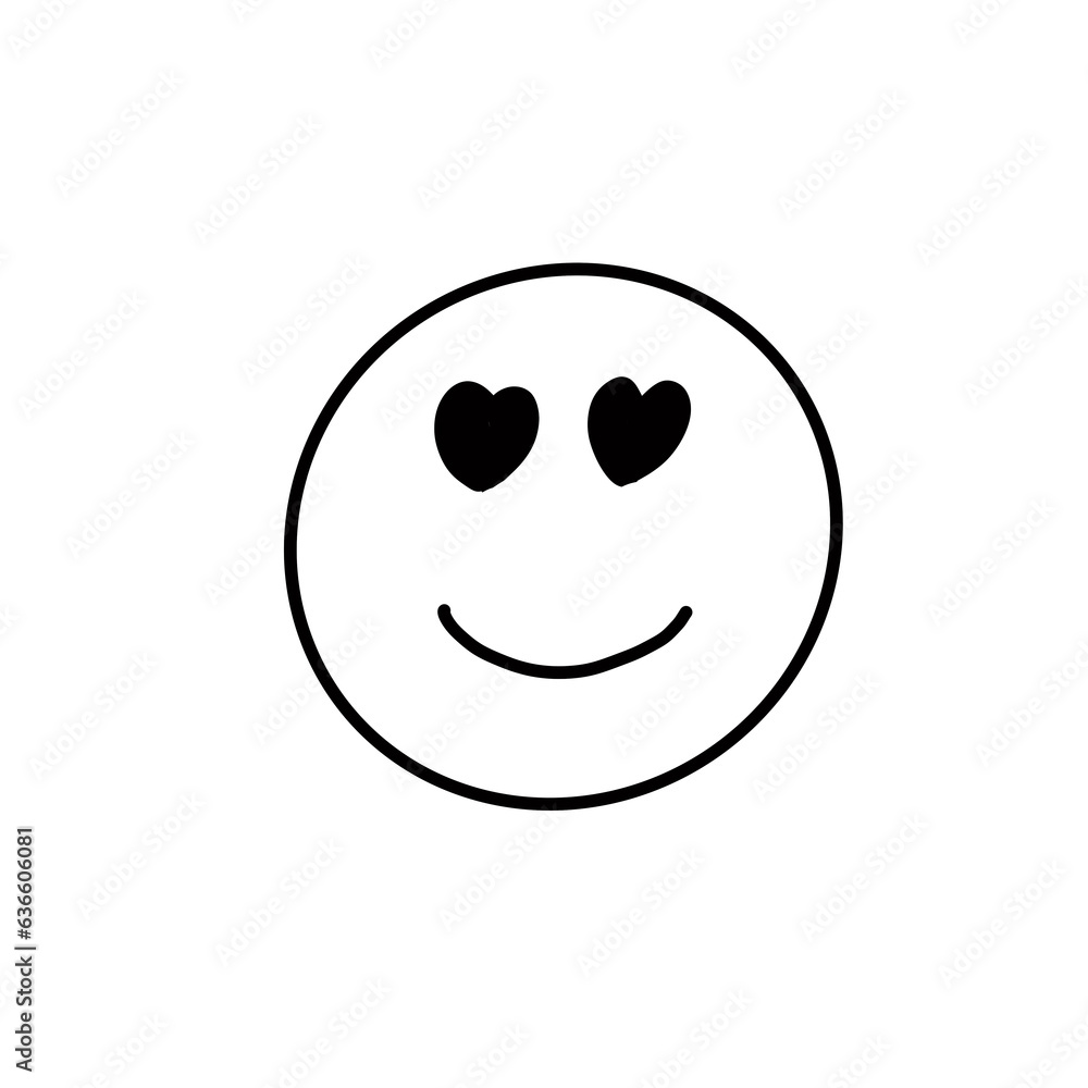 in love happy smiley face doodle