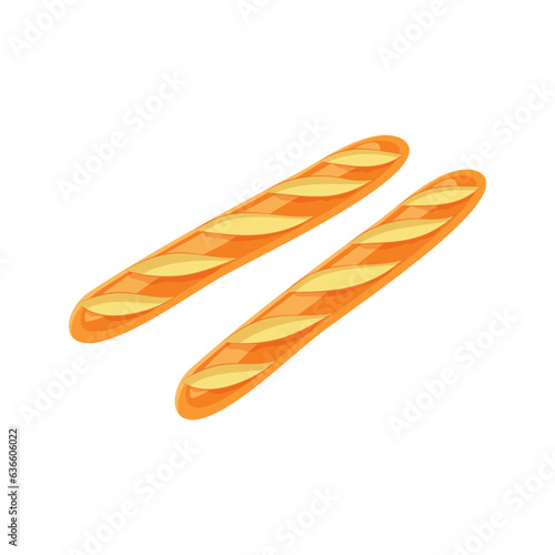 Bakery illustration. Bread icon of wheat food product. Loaf of rye and wheat bread, french baguette and croissant, cake, cupcake and toast, cookie, bun and bagel, baker