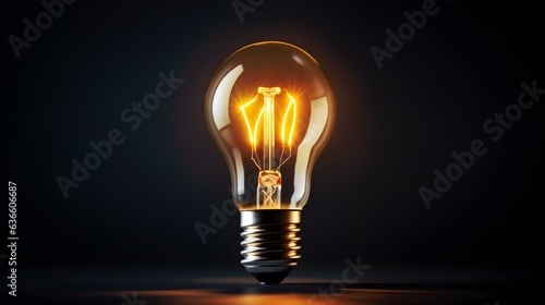 Close up of a bright Light Bulb in front of a dark Background 