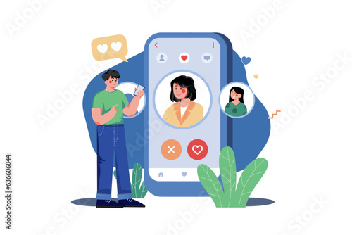 Man searching for girlfriend on dating app