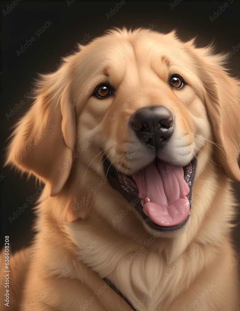 Golden Retriever Puppy, Playful, Expressive Eyes, Joyful Pose, Generative AI