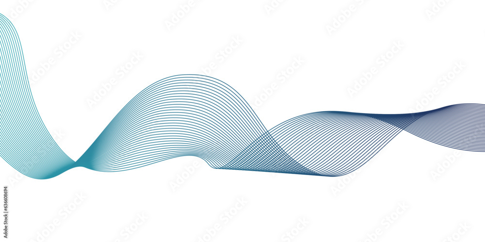 Abstract blue wave blend wave lines and technology background. Digital geometric transparent flowing smooth carve line wave pattern background.