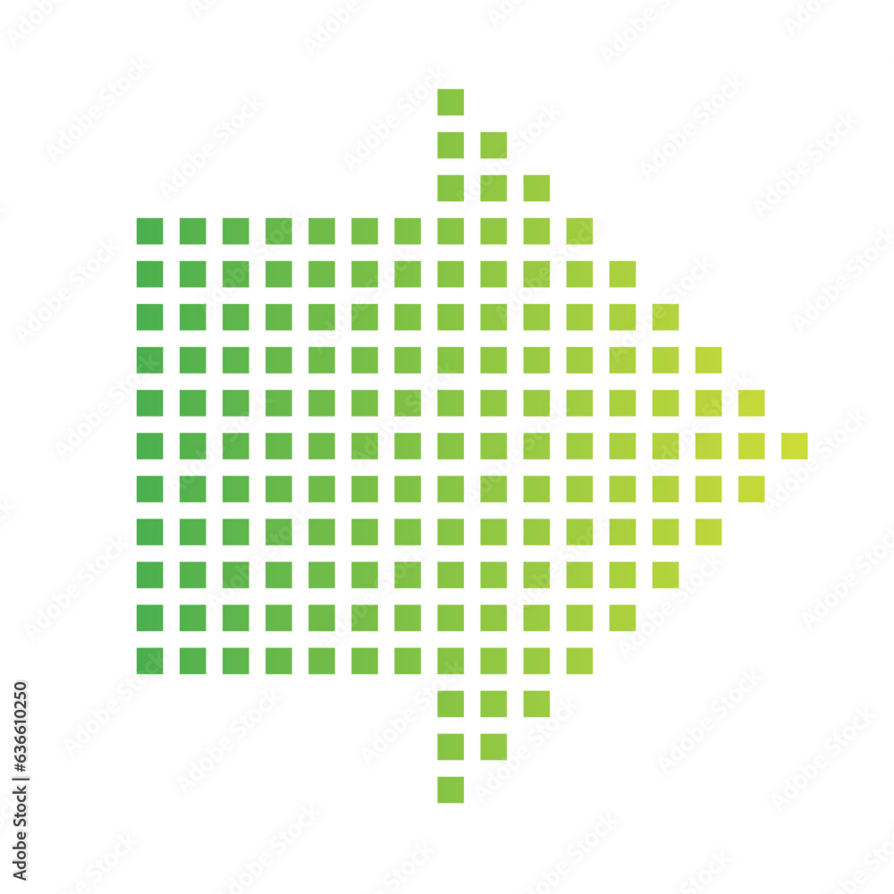 green gradient color dotted Square arrow icon element design 