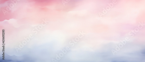 Różowo-fioletowe jasne tło - delikatne chmurki, dziewczęce obłoczki, namalowane farbami akwarelowymi w pastelowych kolorach, subtelna faktura