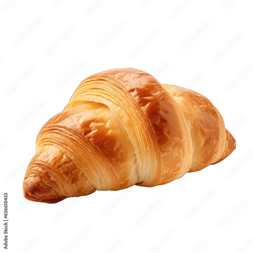 Appetizing French croissant on a white transparent background, png