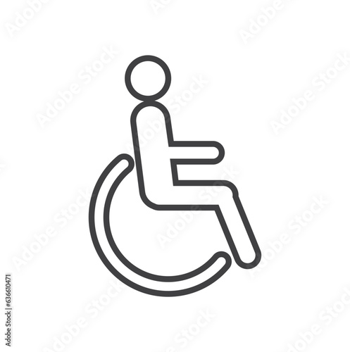Disability icon vector line, disability icon or disability info graphics element, disability accessibility icon, physically disabled people icon and sign.