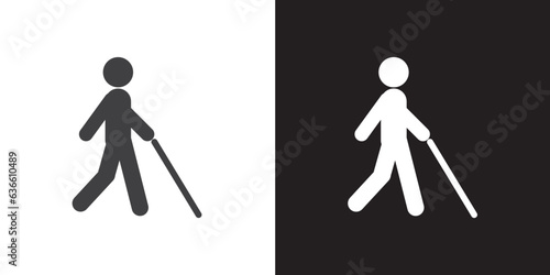 Flat icon of blind, Priority Symbols for Disabled Passenger, Human mobility vector signs.