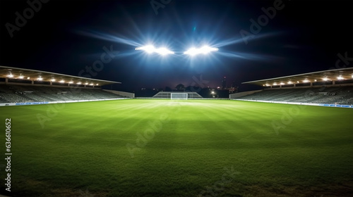 Soccer stadium at night with bright lights