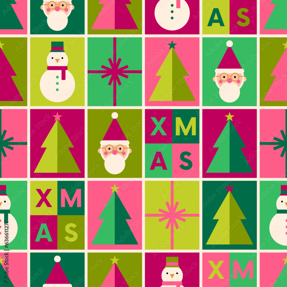 Geometric symbol elements with rectangle pattern for christmas and new year holidays.