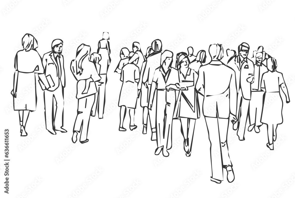 A group of people. Graphic image of several people. Vector. A group of people. Graphic image of several people. Vector.