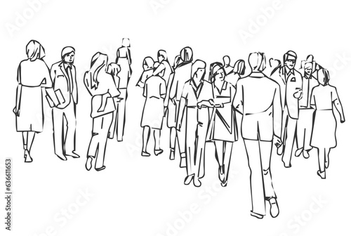 A group of people. Graphic image of several people. Vector.
