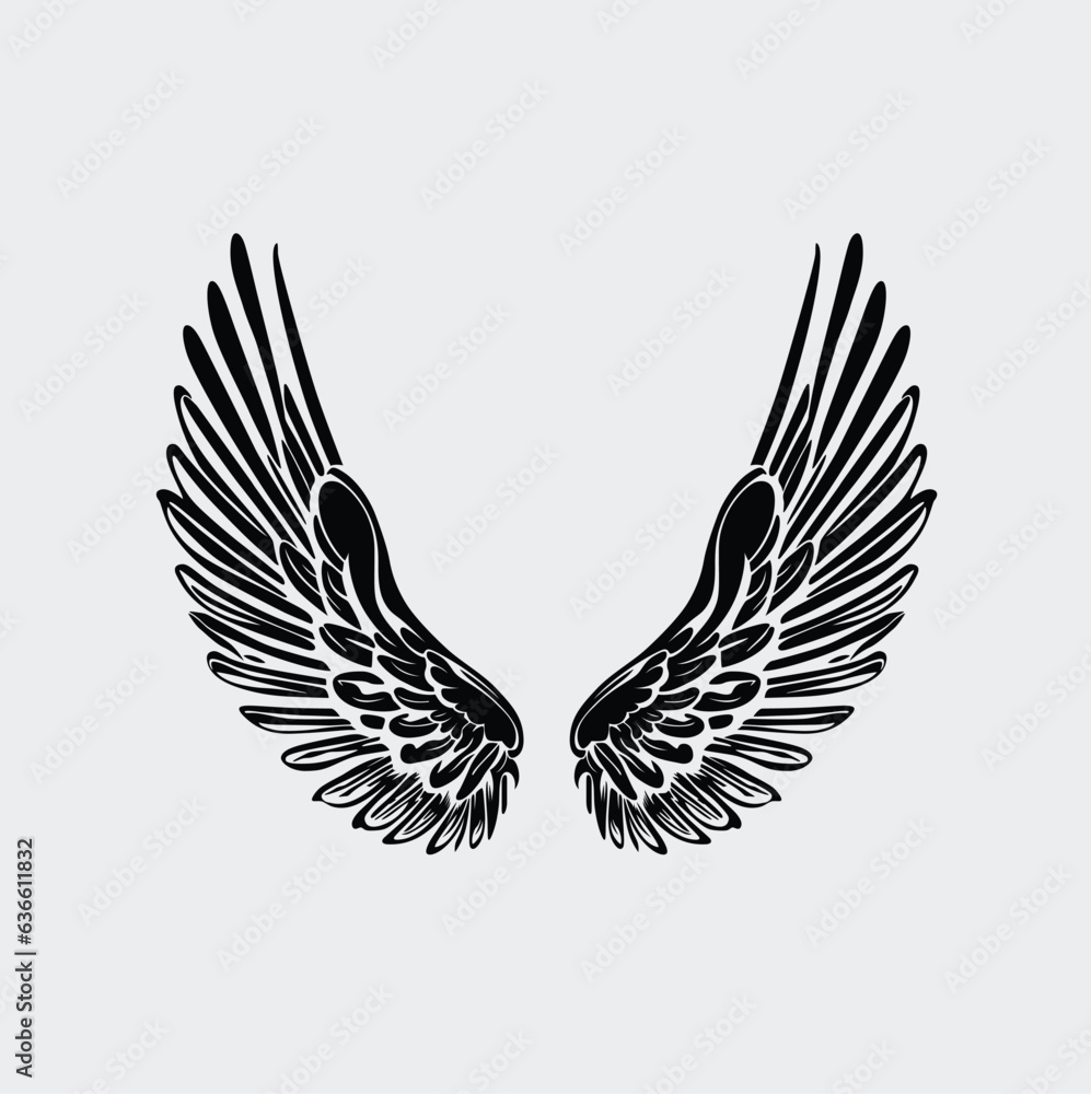 Obraz premium tribal tattoo with vintage vector angel wings