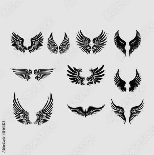 tribal tattoo with vintage vector angel wings