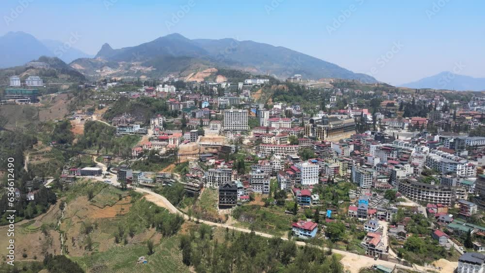 The aerial view of Sapa in Northern Vietnam The aerial view of Sapa in Northern Vietnam