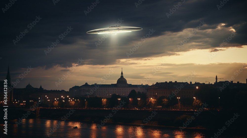 Obraz premium Red Square Revelation: Unidentified Craft Over the Kremlin, Generative AI