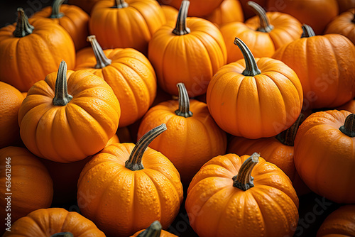 Fresh Pumpkins Thanksgiving and Halloween season background. Raw Food Photography