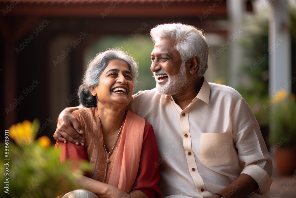 A happy joyful couple of Indian ethnicity having lighter moments in the outdoor