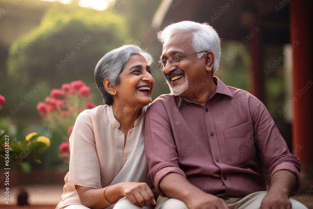 A happy joyful couple of Indian ethnicity having lighter moments in the outdoor