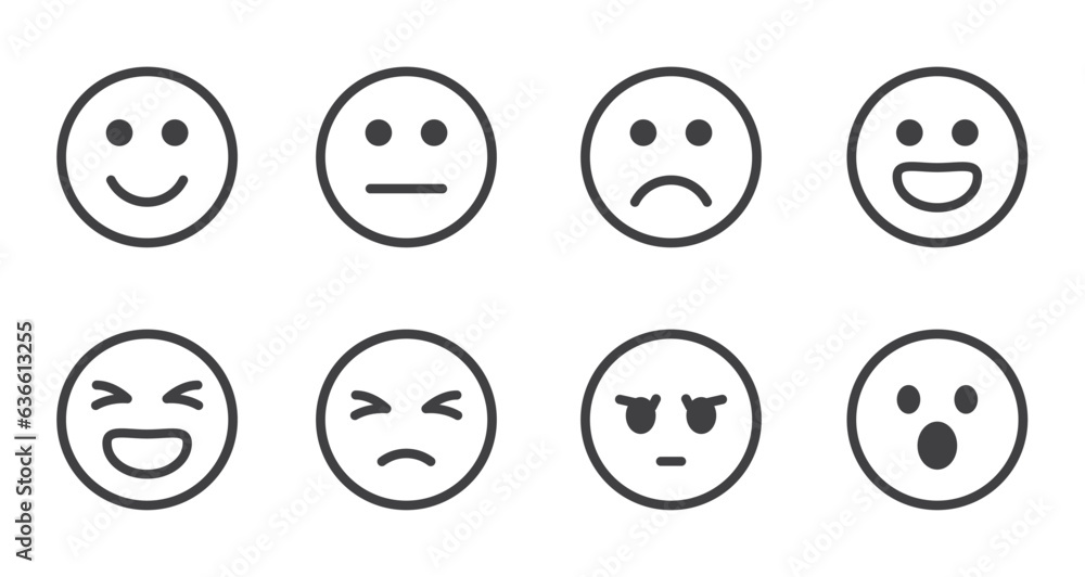 Emoticons mood scale on white background. Face smile icon positive, negative neutral opinion vector rate signs. Angry, sad, neutral emoticon set. funny cartoon Emoji icon. Emoticons mood scale on white background. Face smile icon positive, negative neutral opinion vector rate signs. Angry, sad, neutral emoticon set. funny cartoon Emoji icon.