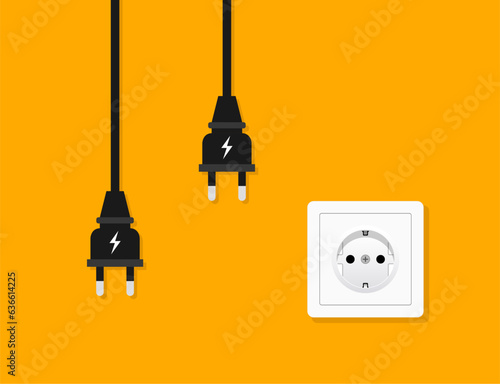 Power socket outlet wall plug icon. Electric round eu power socket illustration