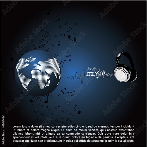 World Music Day, concept, greeting card, template, vector, illustration. photo