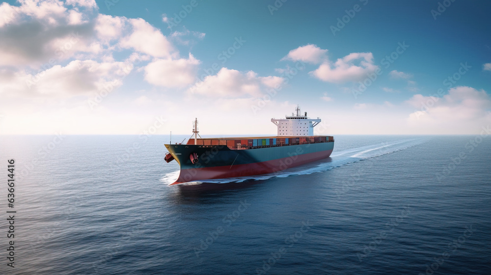 Cargo tanker on the way across the ocean, sea. Export import of goods. Commercial delivery. AI generated. Cargo tanker on the way across the ocean, sea. Export import of goods. Commercial delivery. AI generated.