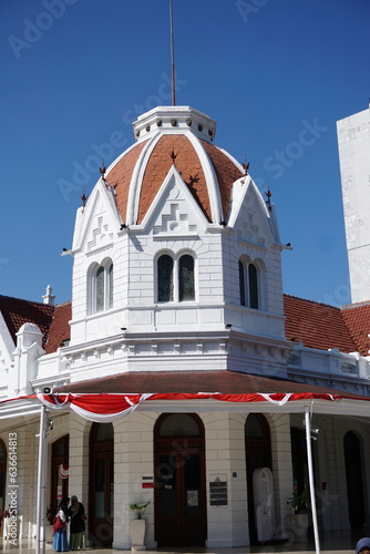 surabaya, indonesia - august 06, 2023 : surabaya city square building with old building