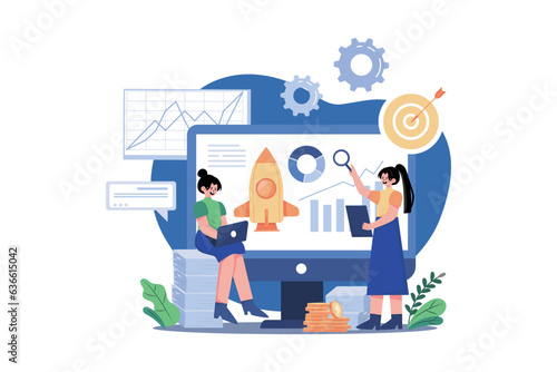 Project presentation regarding development Illustration concept on white background