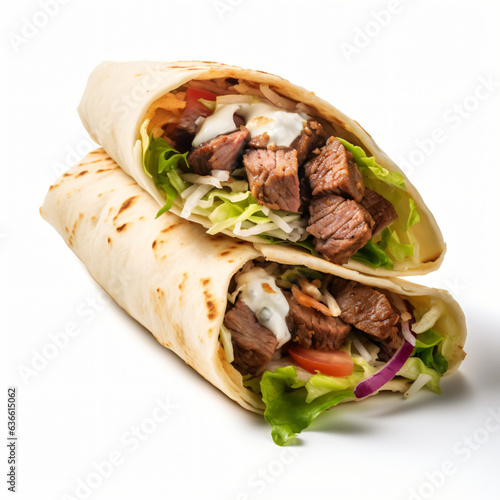 Mexican chicken wrap cut into two-piece