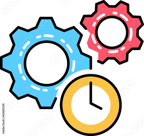 Clock gear time icon. Time management and work control