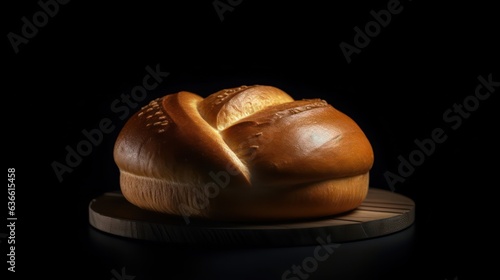 loaf of bread on a black background