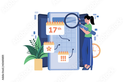 Woman looking at the appointment