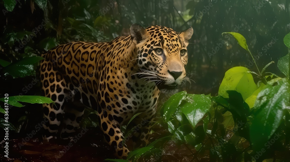 Tiger in a green forest 