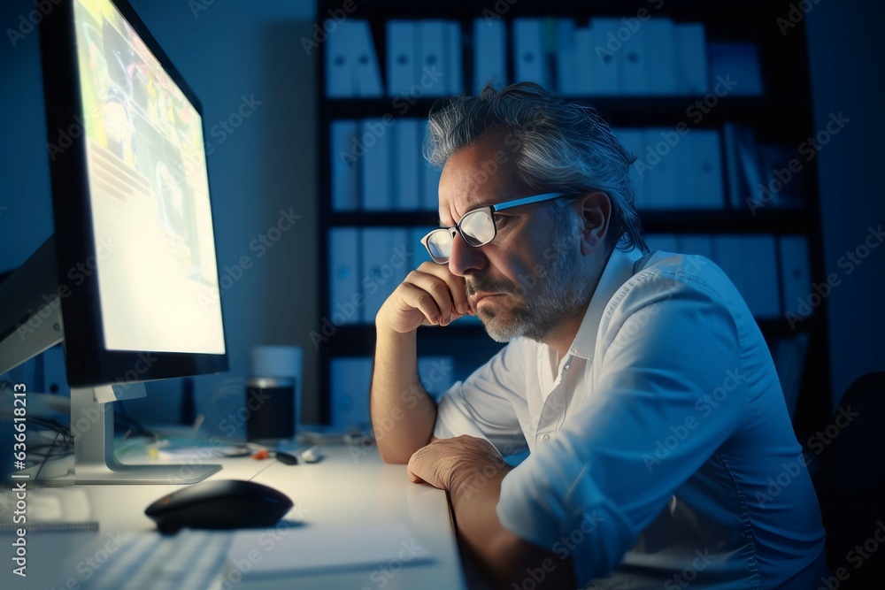 Adult computer working. Generate Ai Adult computer working. Generate Ai