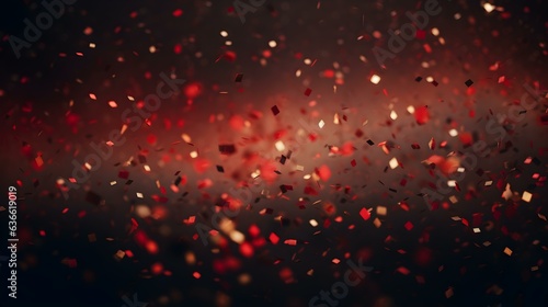 Blurred Background of a Confetti Rain in red Colors. Festive Backdrop for Celebrations 