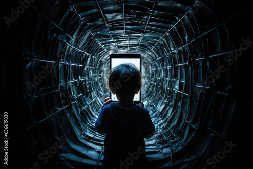 Abstract Image of Child Trapped Inside Smartphone