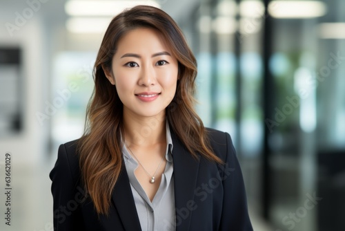 Corporate portrait woman asian confident businesswoman posing in suit office company indoors hands crossed smiling toothy successful top manager female girl employer business leader looking at camera