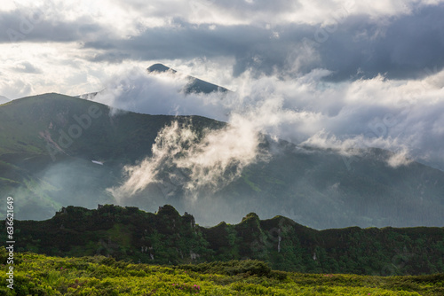 Fog and clouds in the Carpathians.