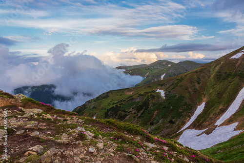 Fog and clouds in the Carpathians.