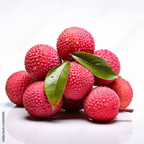 A group of lychee on white background