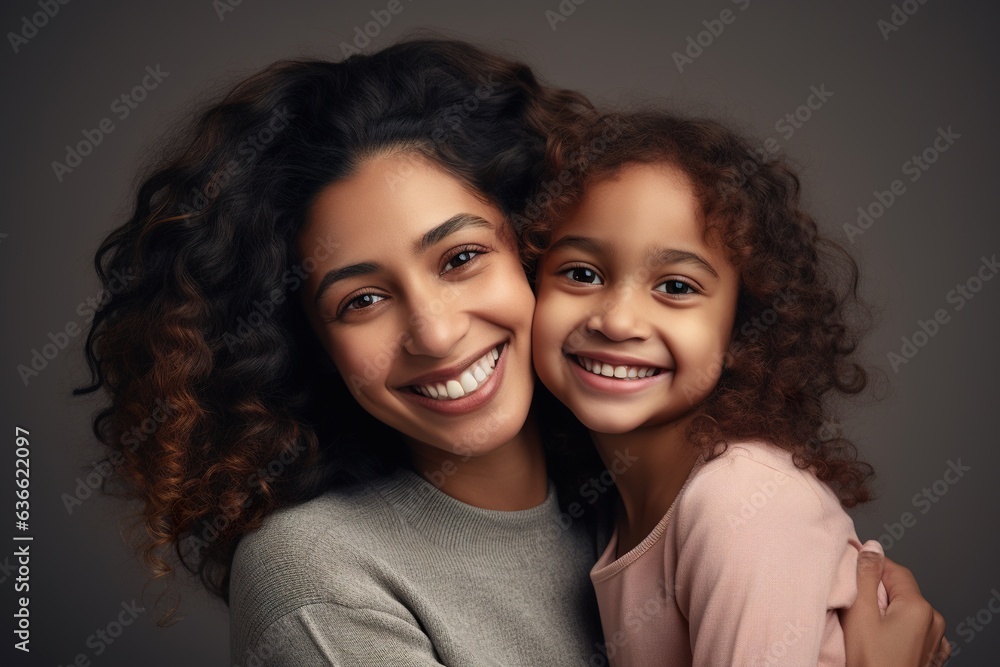 Portrait of happy loving mother and daughter of Indian ethnicity. Happiness concept Portrait of happy loving mother and daughter of Indian ethnicity. Happiness concept