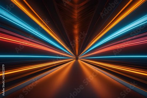 speed motion blur background, long colorful tunnel with dark background , -Generative Ai