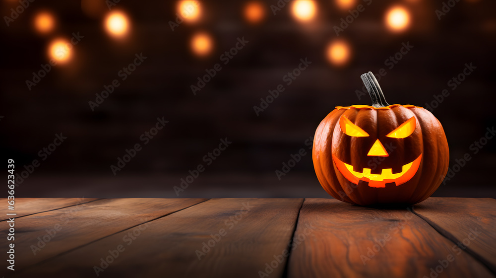 Fototapeta premium Halloween pumpkins with empty space for text