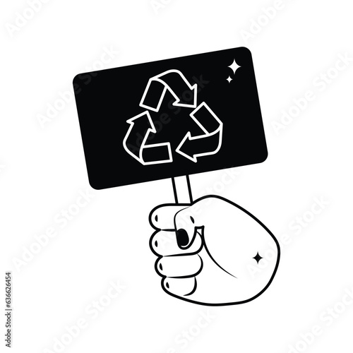 Recycle board doodle vector outline Sticker. EPS 10 file