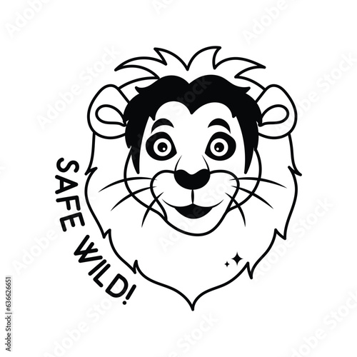Save wild doodle vector outline Sticker. EPS 10 file