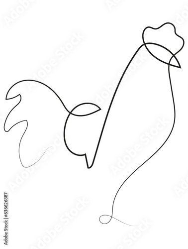 Rooster One Line Art Drawing photo