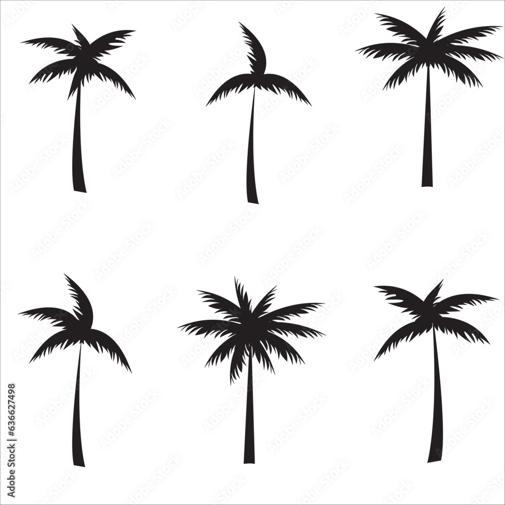 Fototapeta premium Black palm trees silhouette.Vector.