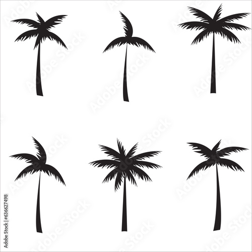 Black palm trees silhouette.Vector.